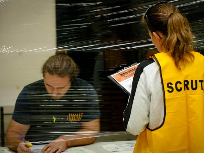 NTEC counter Janusz Kania as the NTEC is rechecking and vote counting continues for Mad Monday.Picture GLENN CAMPBELL