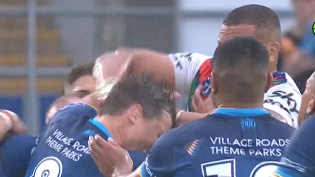 Kane Evans with the punch. Photo: FOX SPORTS