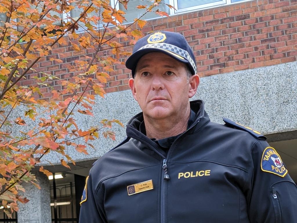 Tasmania Police Inspector Craig Fox speaking about the disappearance of Burnie teen Shyanne-Lee Tatnell, 14, from Launceston on April 30, 2023. Picture: Alex Treacy