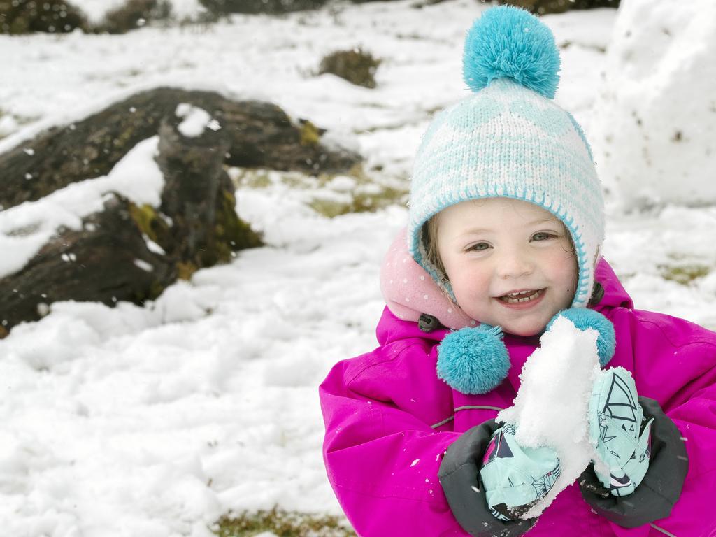 Annie Hingston- Rowell 2 enjoys the snow at Cradle Mountain. PICTURE CHRIS KIDD