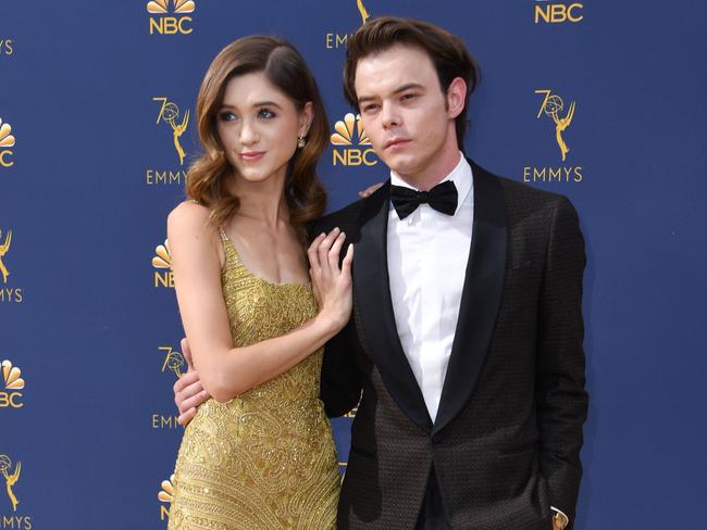 Charlie Heaton and Natalia Dyer. Picture: AFP