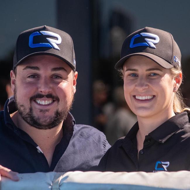 Racing trainer Adam Campton alongside his partner Tayla Whalley. Picture: Facebook.