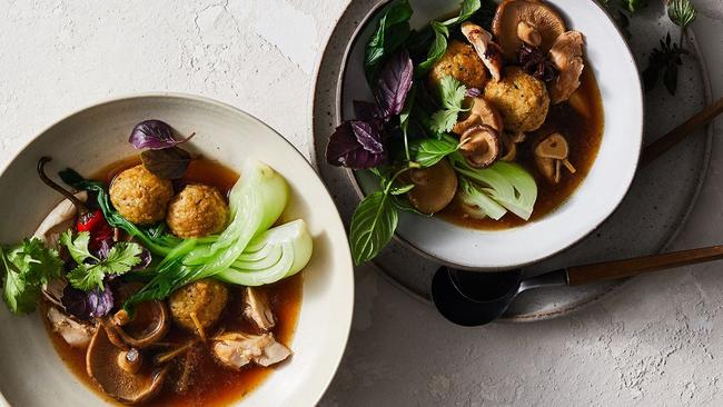 Chicken soup with herb dumplings.