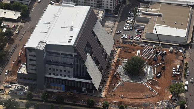 Aerial view of construction works for the Charles Darwin University (CDU) city Danala campus in November 2023. Picture: Sierra Haigh