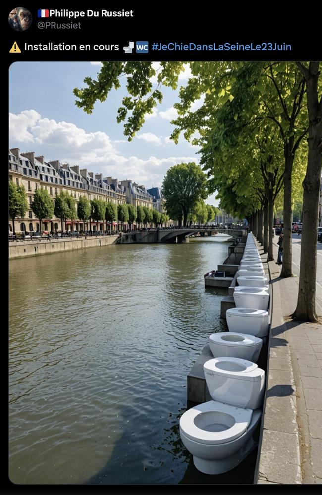 French citizens are planning a controversial protest against the government's expensive plan to clean up the Seine River in Paris for the 2024 Olympic Games. Picture: PRussiet