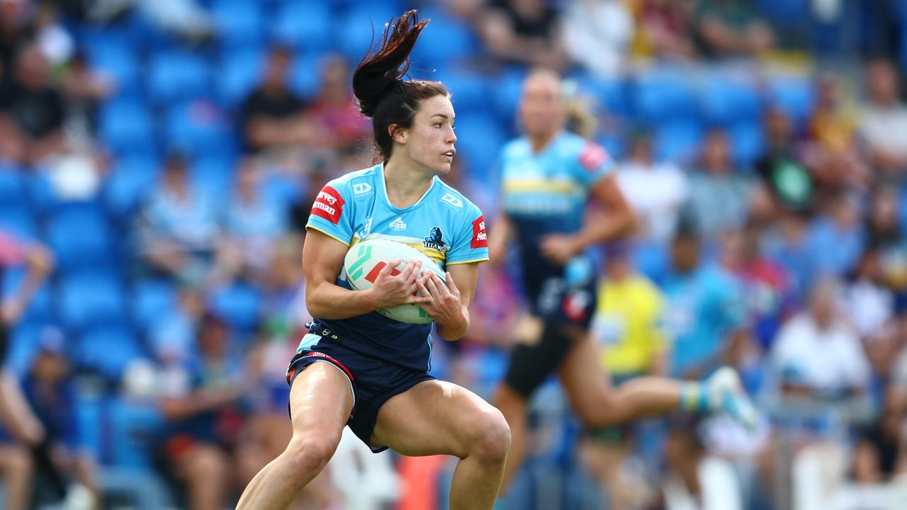 Georgia Sim of the Titans during the round eight NRLW match between the Gold Coast Titans and Newcastle Knights. Photo: Chris Hyde/Getty Images.