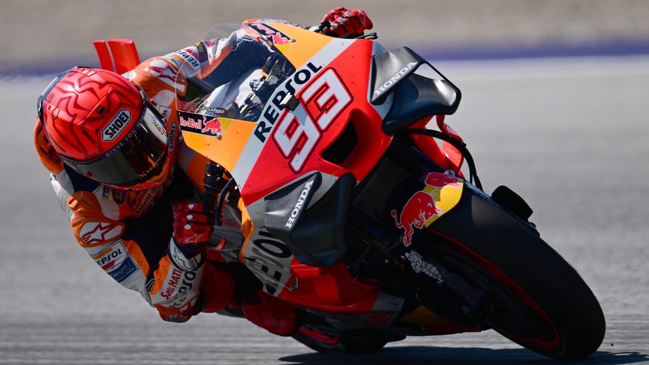 Repsol Honda Team Spanish rider Marc Marquez competes during the MotoGP Austrian Grand Prix at the Red Bull Ring racetrack in Spielberg bei Knittelfeld, Austria, on August 20, 2023. (Photo by Jure Makovec / AFP)