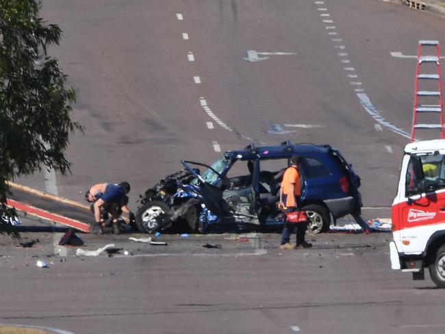 Police say they have not interviewed the drivers of two cars involved in a double fatality in Darwin. Picture: Katrina Bridgeford.