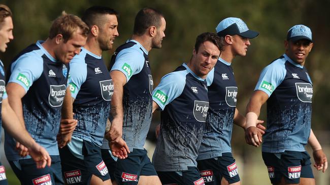 NSW's James Maloney during NSW State of Origin training at Hale School, Perth. Picture: Brett Costello