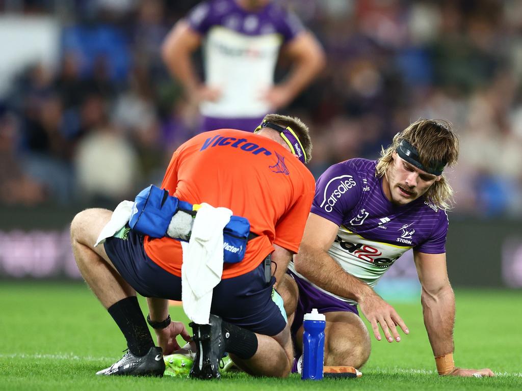 Ryan Papenhuyzen sustained an ankle injury. Picture: Chris Hyde/Getty Images