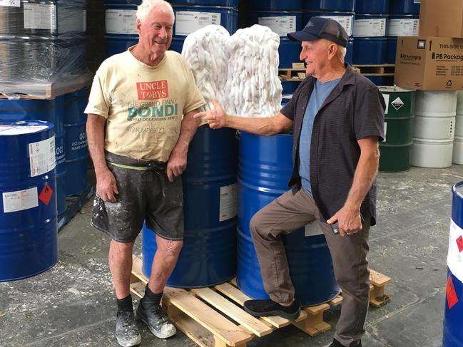 Barry Bennett (left) with another surfboard design great, Bob McTavish. Picture: Facebook