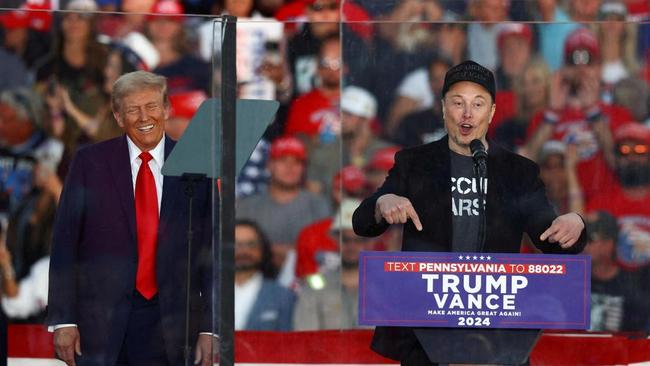 Musk speaks at a rally for President Donald Trump during his campaign last fall. Picture: Carlos Barria/Reuters