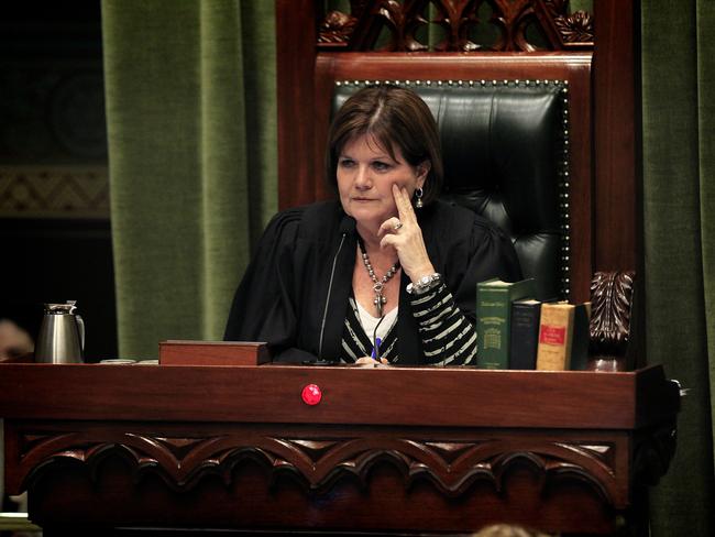 First female speaker, Shelley Hancock, accused Labor of going after Attorney-General Gabrielle Upton because she was a woman.