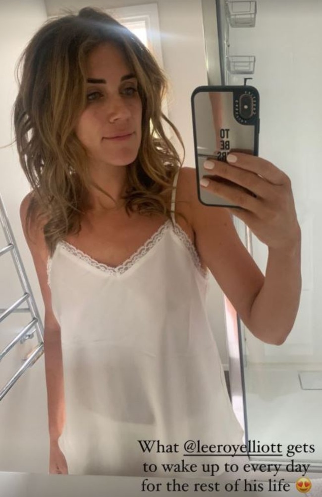 Georgia shared this selfie the morning after the wedding. Picture: Instagram/@georgialove.