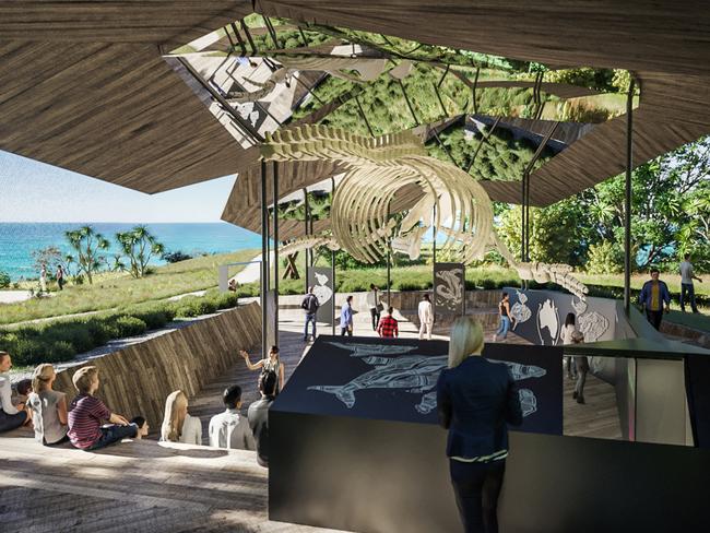 An artist’s impression of the new Yalingbila Bibula whale centre at Moloomba (Point Lookout), North Stradbroke Island