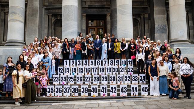 South Australian women at Parliament House in Adelaide are demanding the state pass Liberal MP Ben Hood’s bill to reform abortion laws to ensure babies must be born alive from 28 weeks. Picture Matt Turner