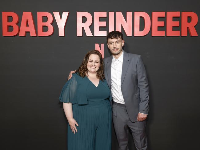 Actors Jessica Gunning (who plays Martha Scott) and Richard Gadd (Donny Dunn) attend Netflix's "Baby Reindeer" screening in Los Angeles. Photo by Emma McIntyre/Getty Images.