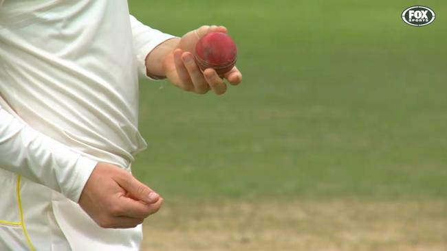 Screengrabs of the ball tampering incident involving Cameron Bancroft.