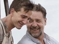 Russell Crowe and Ryan Corr on the set of The Water Diviner in South Australia. Picture: Mark Rogers