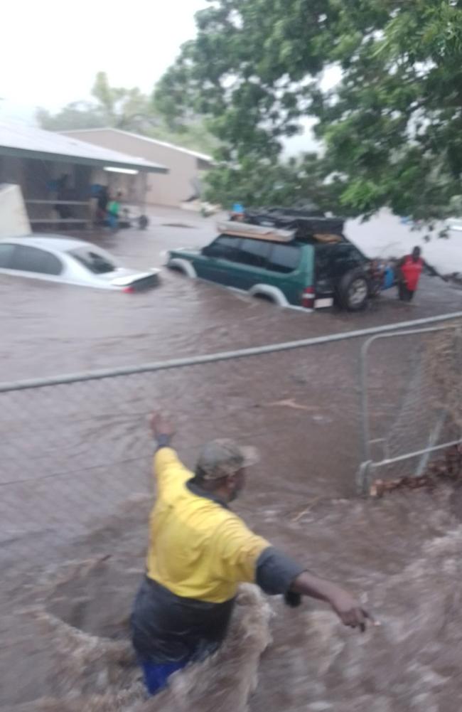 Timber Creek, located about 300km southwest of Katherine on the Victoria Hwy, became inundated with floodwater as ex-tropical Cyclone Ellie hit in late December. Picture: Supplied