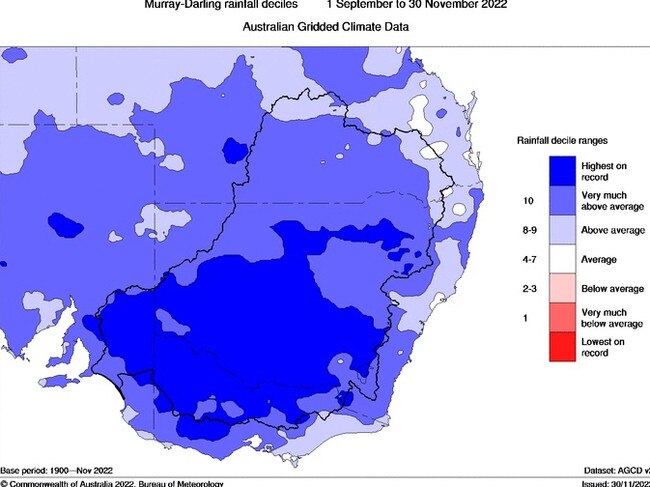 Bureau of Meteorology spring rainfall map for Victoria. Picture: Supplied