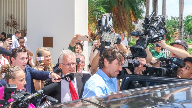 Matt Wright after attending Darwin Local Court on charges linked to the death of his Outback Wrangler co-star Chris ‘Willow’ Wilson. Picture: Glenn Campbell