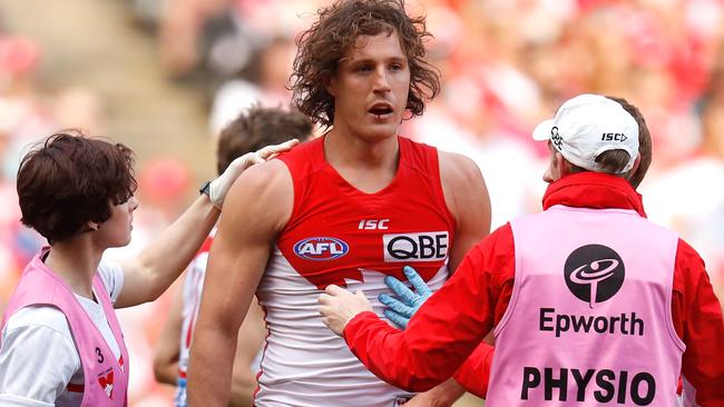 Kurt Tippett suffered a head knock on Saturday. Picture: Getty Images