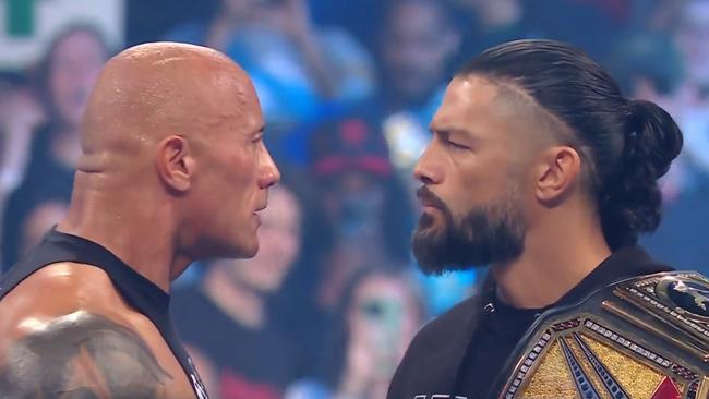 The Rock and Roman Reigns are set to fight at WrestleMania. Photo: Twitter