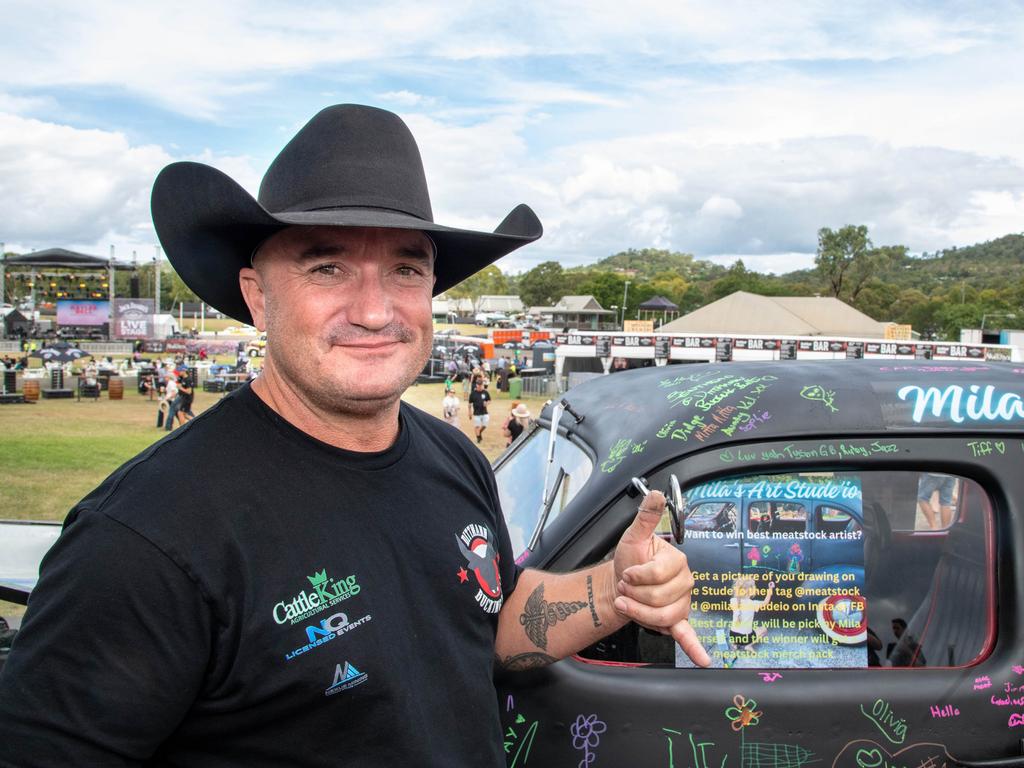BPR Stock Contractor of the Year, Kerry Bentley takes in the atmosphere of Meatstock - Music, Barbecue and Camping Festival at Toowoomba Showgrounds.Friday March 8, 2024 Picture: Bev Lacey