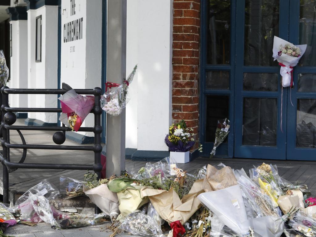 Floral tributes outside the Claremont Hotel. Picture: Stalking Claremont