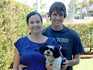 Lilly Beech and Tom Daniels escaped the heat during Allenstown's power blackout. Picture: Jann Houley