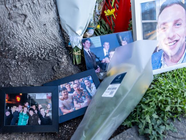 Tribuets at site of Sam Landsberger’s fatak accident. Picture: Jake Nowakowski