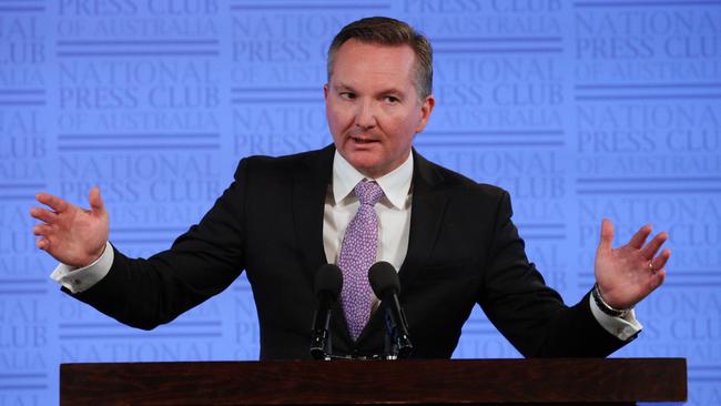 Chris Bowen, Shadow Treasurer during his address to the National Press Club in Canberra. Picture: Gary Ramage