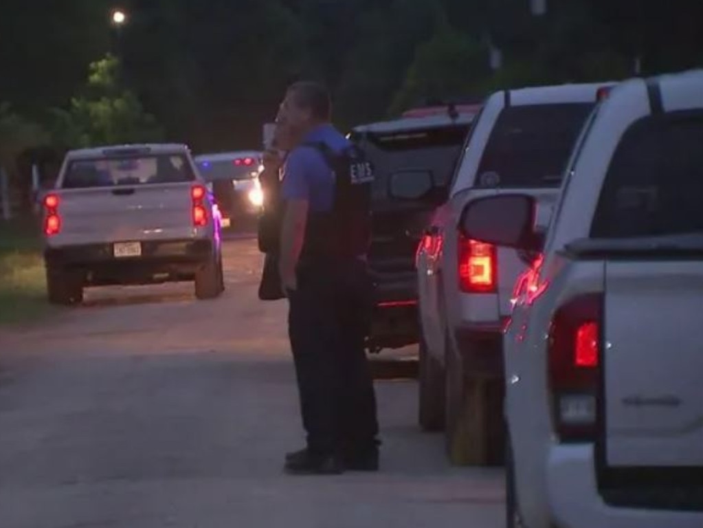 Police respond to the scene where a Mexican national is suspected of killing five neighbours after one asked him to stop firing a rifle. Picture: KTRK