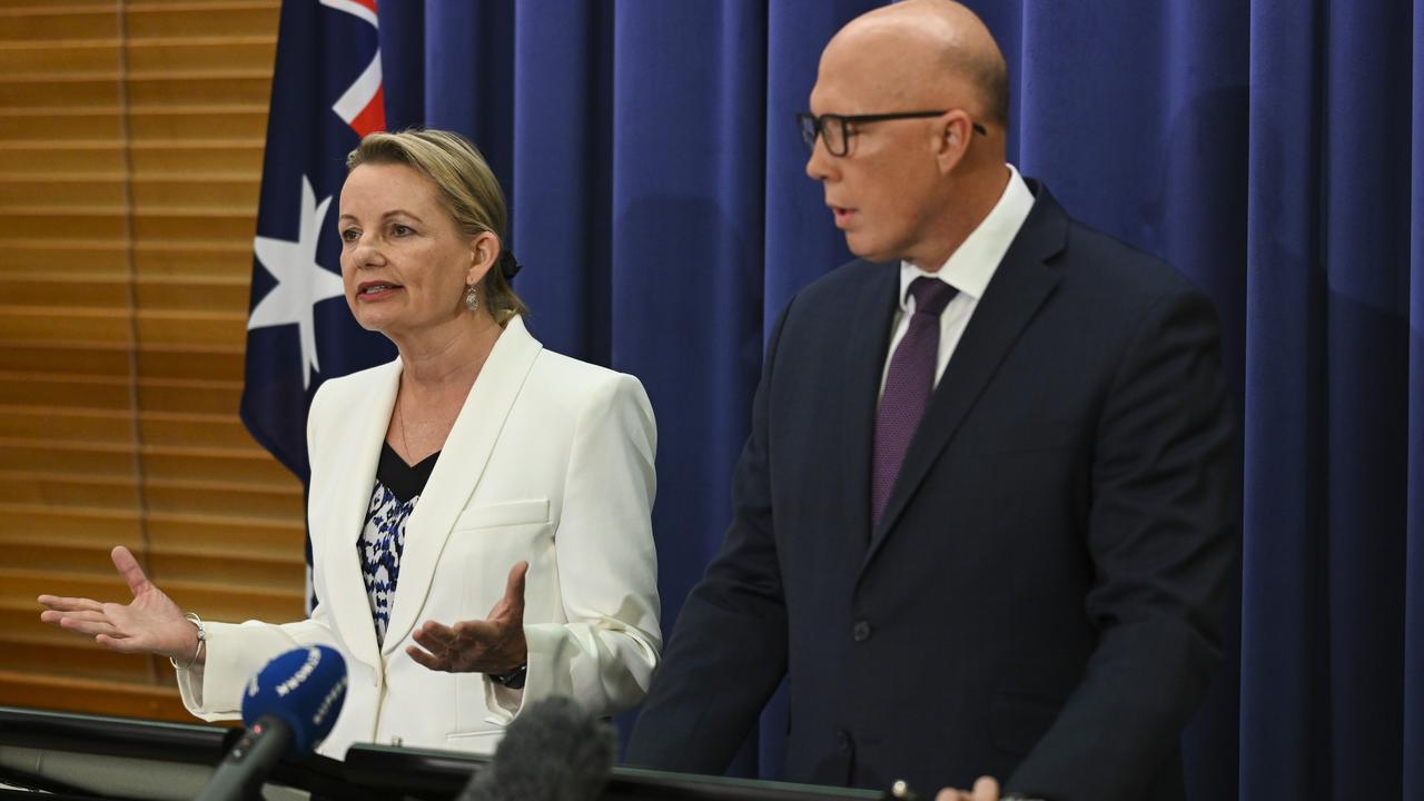 Witness the unedifying spectacle of poor Sussan Ley trying to argue that the Liberals weren’t advocating a hard no but a partial no. Picture: NCA NewsWire / Martin Ollman