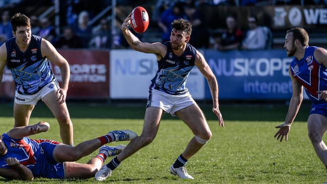 Departing Glenunga captain Sam Abell during last year’s division four grand final. Picture: AAP/Morgan Sette