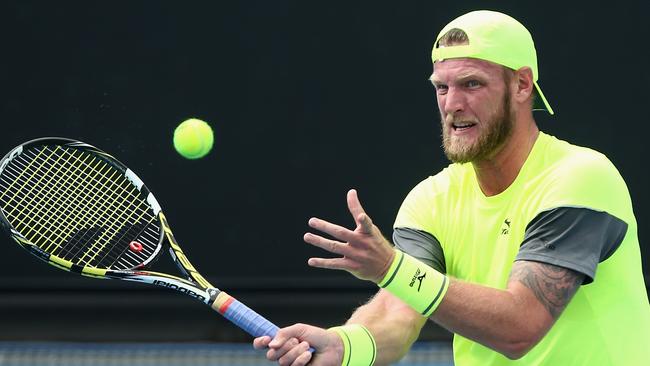 Sam Groth in action on Wednesday.