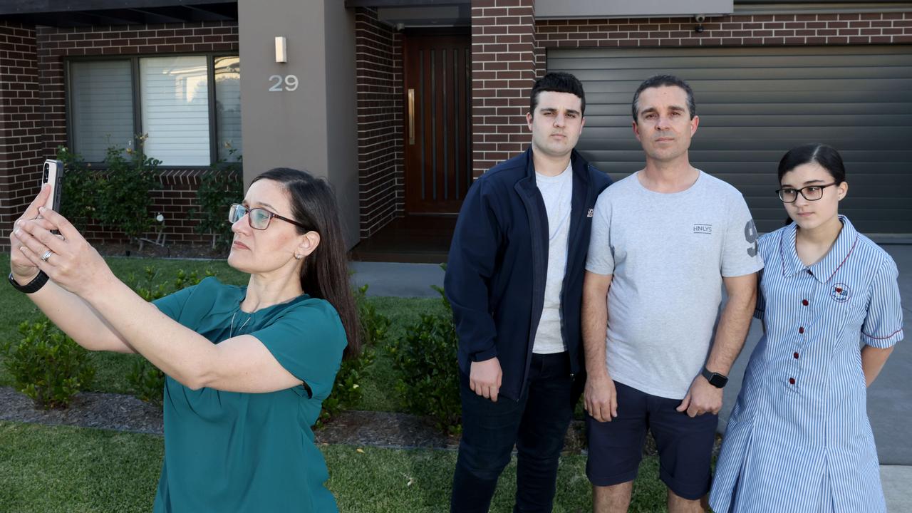 Tonia and Charlie Bonello pictured in November with their children Ellena (15) and Jacob (18) at their home in The Ponds, one of Sydney's fastest growing metropolitan areas, where coverage problems are frustrating residents. Picture: Damian Shaw