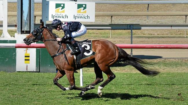 Splitter wins the Follow ITC @Ipswichturfclub race at Ipswich Racetrack recently. Wet weather issues are causing concern and discussion. Picture: Rob Williams