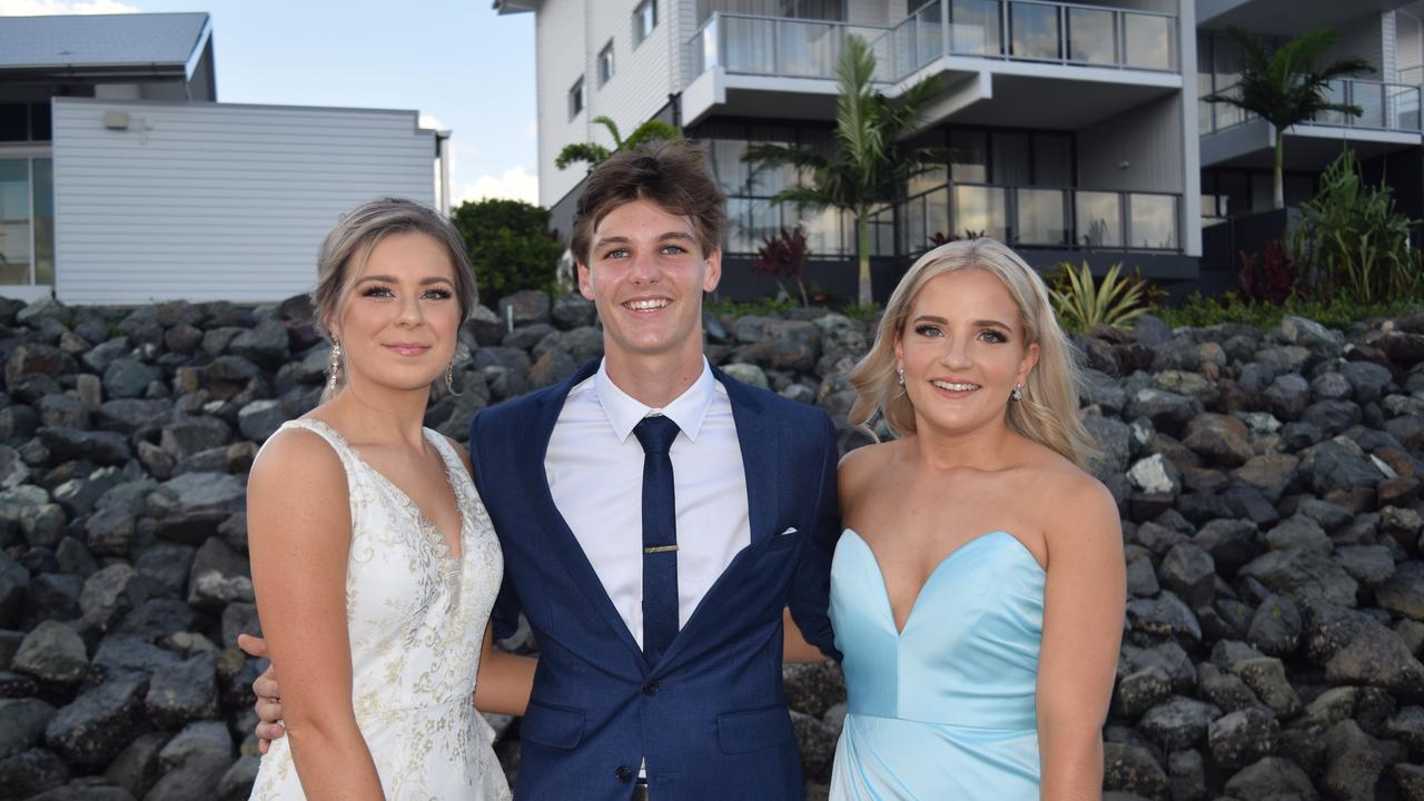 Trinity Youd, Luke Paterson and Shanaee Morrow at the Proserpine State High School formal. Picture: Elyse Wurm