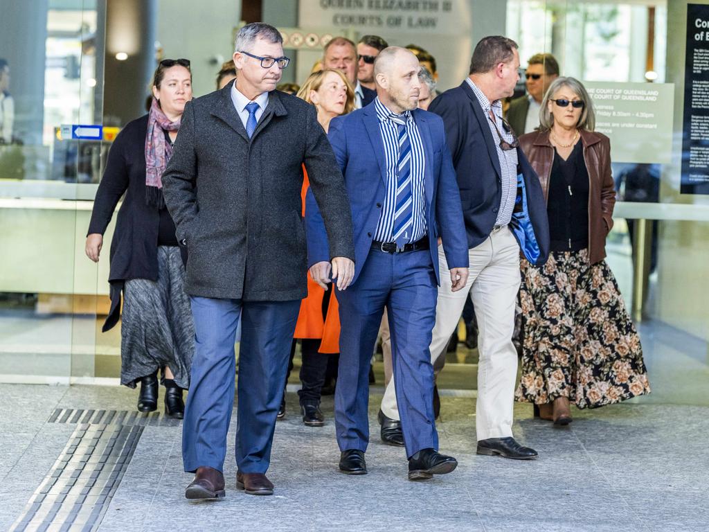 Family members of Kate Leadbetter and Matt Field attend court for the sentencing of the teen who killed them. Picture: Richard Walker