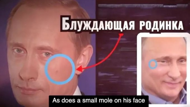 The Ukrainian general said the presence of a "small mole" on Vladimir Putin's face "constantly changes". Picture: Supplied