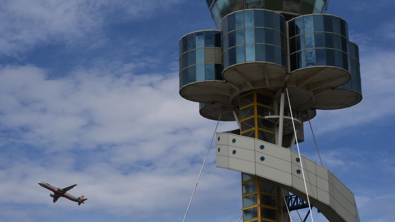 Sydney Airport’s air traffic control tower had slowed flight movements on Monday due to the absence of two controllers. Picture: AAP