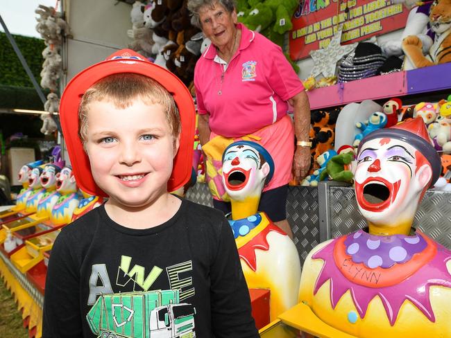 Oliver Green from Caniba having a ball in sideshow alley at the Lismore Show. Picture: Cath Piltz