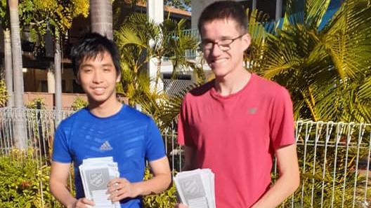 Khoi Tran Dang (left) received an ATAR of 99.15. He is pictured with Greg Reinke. Picture: File