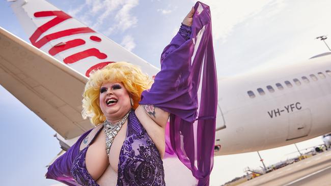 Drag queen Maxi Shield appeared in a LGBTQ+ pride event for airline Virgin.