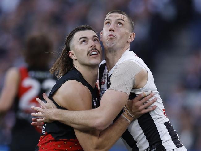 Essendon and Collingwood’s latest battle is for a Friday prime-time slot in rond 24 as AFL locks in the floating fixture. Picture: Michael Klein