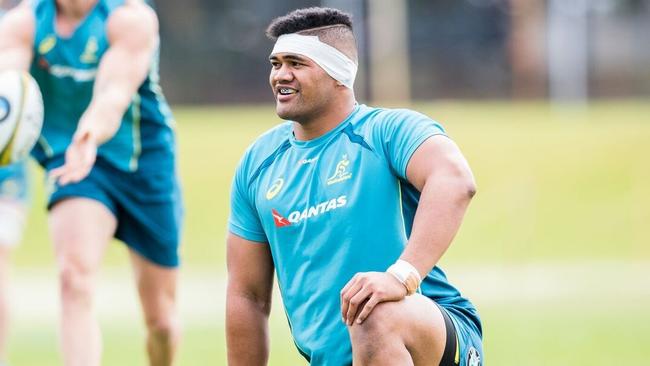 Jordan Uelese at Wallabies training.