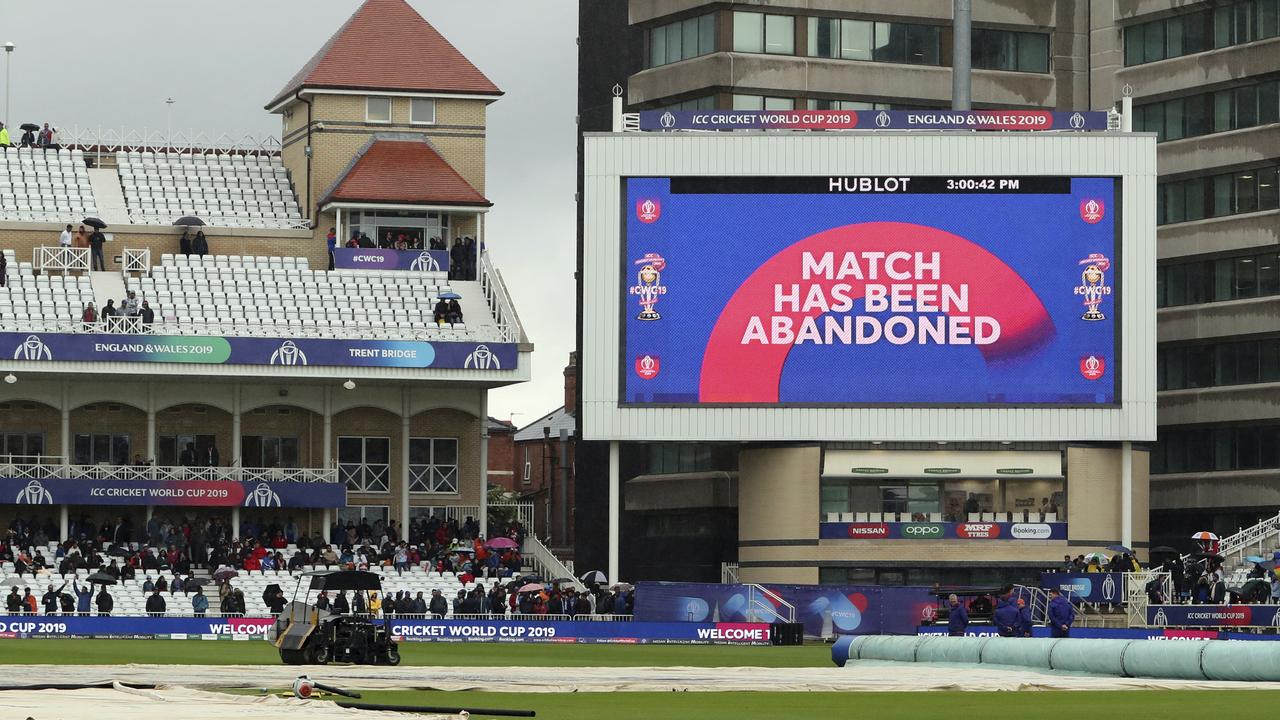 Not a single ball was bowled in the big clash between India and New Zealand. Photo: Rui Vieira/AP Photo.