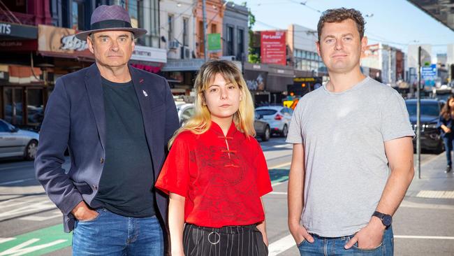 Transport, waste, the environment, tourism and housing are important issues for Prahran voters Paul Auckett, Sarah Coco and David Gillespie. Picture: Mark Stewart